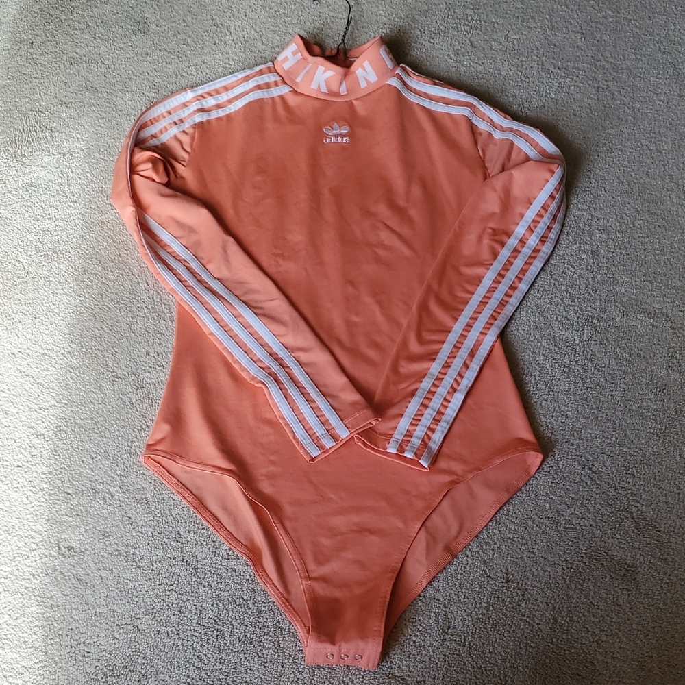 Never Worn Adidas Peach Long Sleeve Bodysuit Sz 38